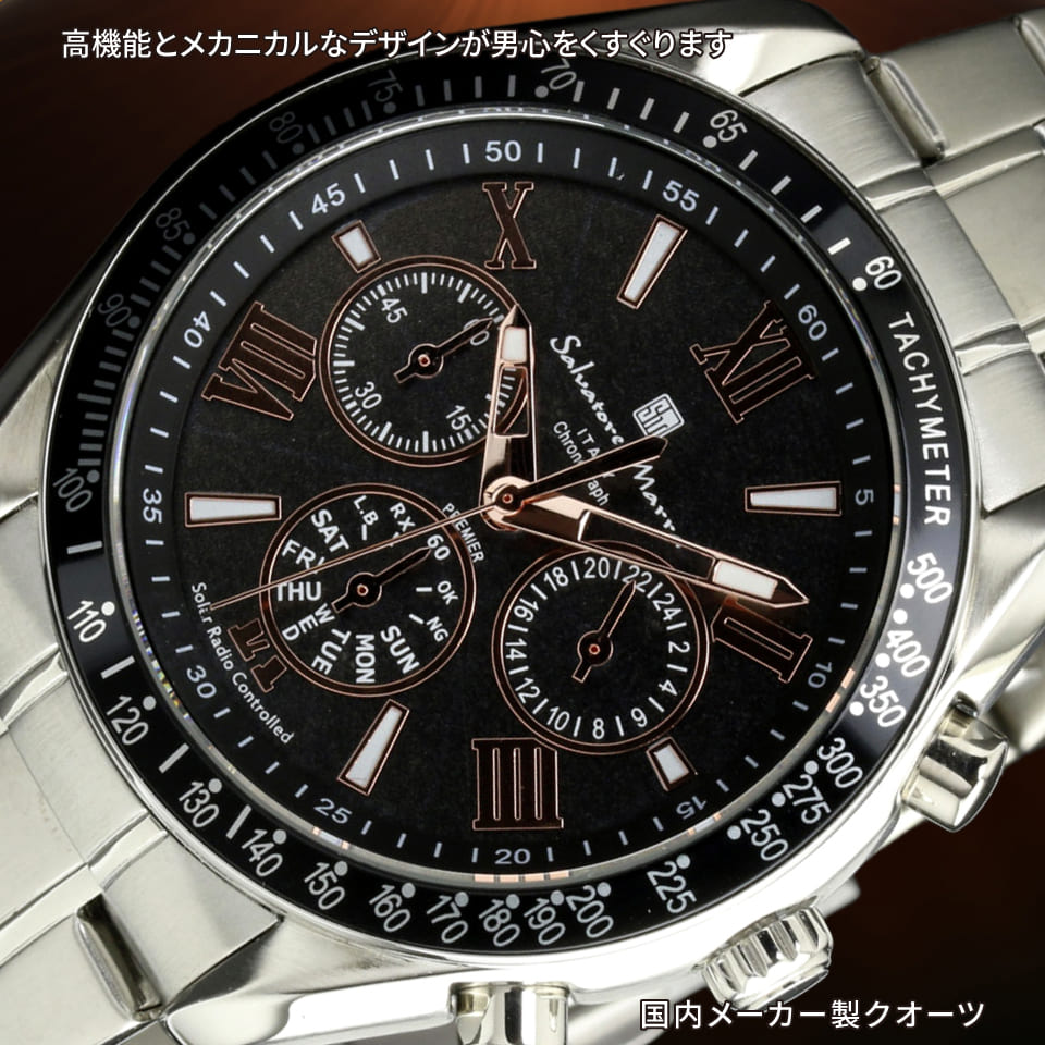 パナシア】 Salvatore Marra 腕時計 メンズ SM15116 SSBKPG クオーツ 