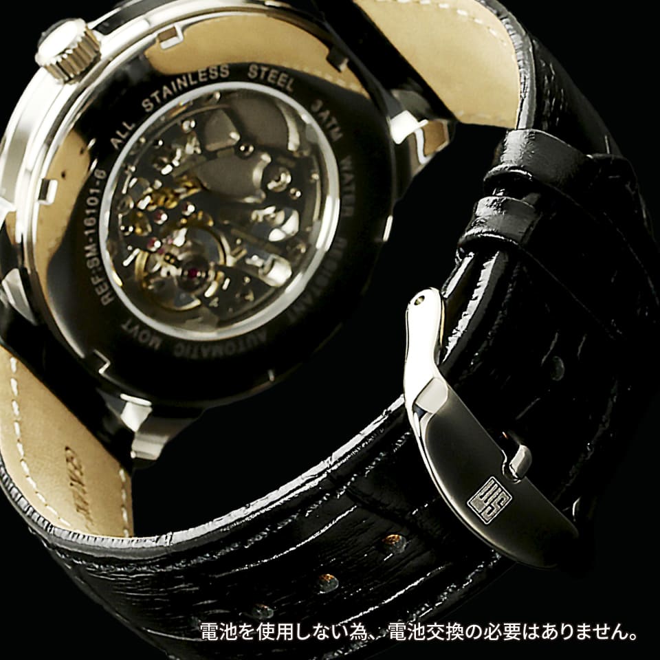 パナシア】 Salvatore Marra 腕時計 メンズ SM16101 PGBK 手巻き式 ミヨタ社製ムーブメント 3気圧防水 革ベルト ケース経  42ｍｍ