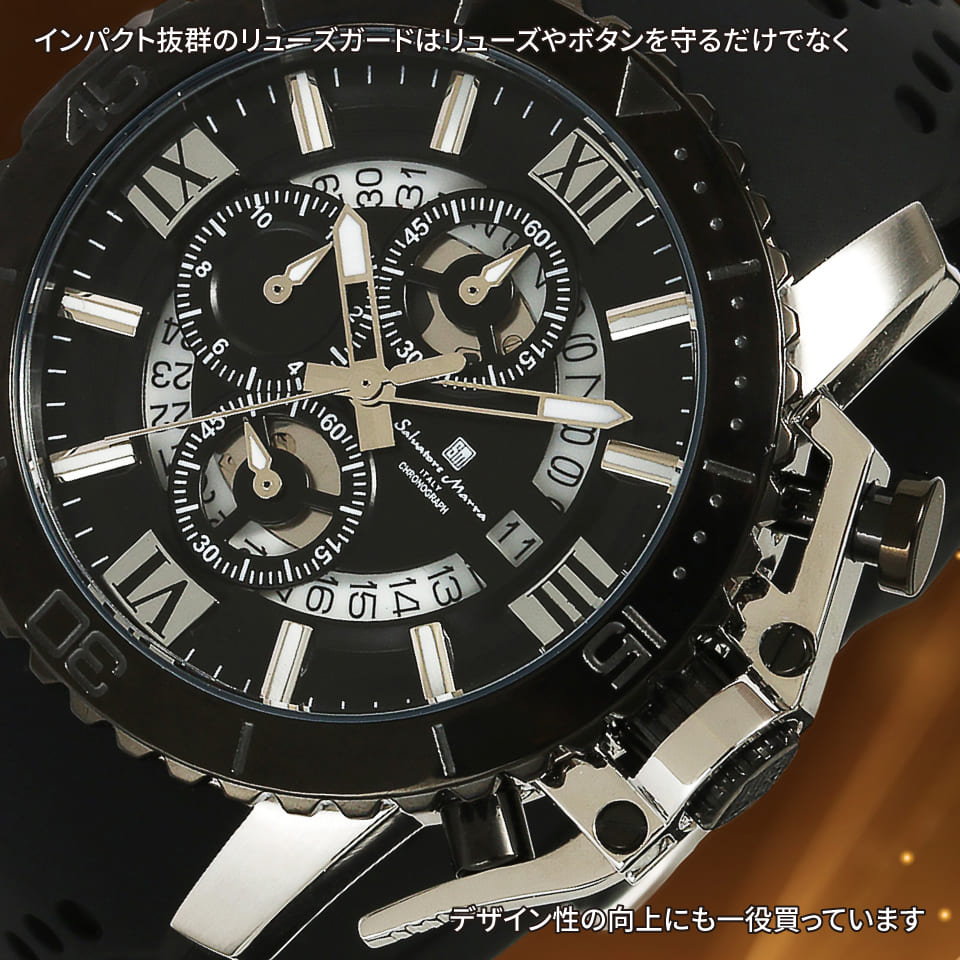 パナシア】 Salvatore Marra 腕時計 メンズ SM21103 SSBK/BK クオーツ 